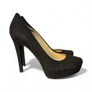 Chinese Laundry Wonder faux suede Black platform Heels sz 7.5